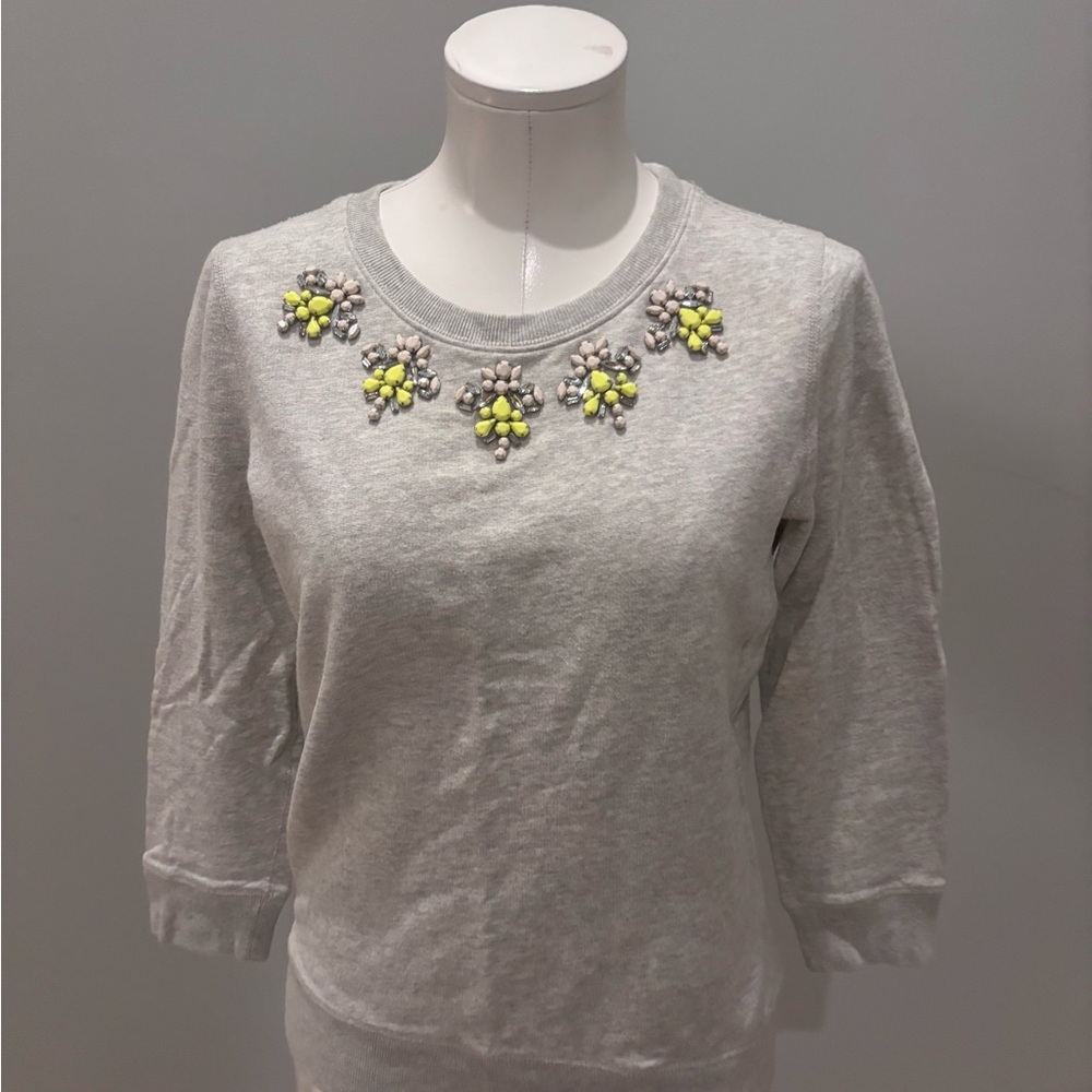 J. Crew Gray Sweater with Yellow Embellishments